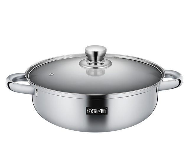 美国伯尔尼斯铂金火锅不锈钢涮锅28cm大汤锅中空隔热手柄电磁炉通用