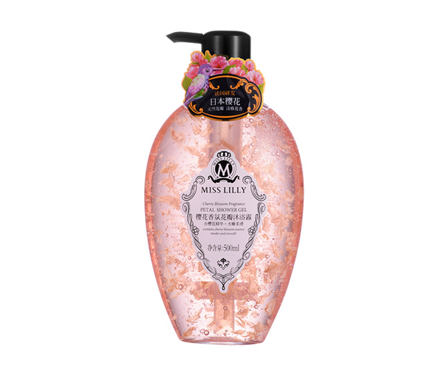 misslilly蜜斯莉樱花香氛花瓣沐浴露500ml 深层清洁 持久留香 粉嫩