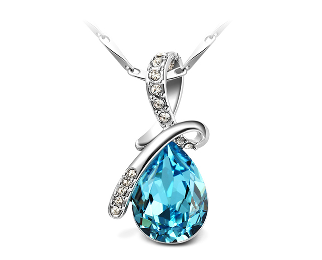 性感海蓝色 备注代写贺卡】t400采用施华洛世奇元素水晶 一生之水项链